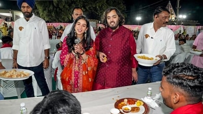 The Ambani family has arranged for 'anna seva' to seek the blessings of the local community for the pre-wedding festivities of Anant Ambani and Radhika Merchant. (ANI) The Ambani family has arranged for 'anna seva' to seek the blessings of the local community for the pre-wedding festivities of Anant Ambani and Radhika Merchant. (ANI)