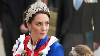 Princess of Wales, Kate Middleton, arrives for the Coronation of King Charles III, in London, Saturday, May 6 2023. King Charles III and Camila the Queen Consort, members of the Royal family and VIP's gathered at Westminster Abbey for the Coronation service. (Dan Charity/pool photo via AP) (AP) Princess of Wales, Kate Middleton, arrives for the Coronation of King Charles III, in London, Saturday, May 6 2023. King Charles III and Camila the Queen Consort, members of the Royal family and VIP's gathered at Westminster Abbey for the Coronation service. (Dan Charity/pool photo via AP) (AP)