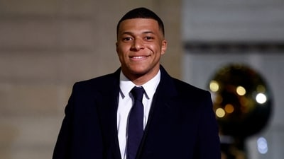 Kylian Mbappe arrives to attend a state dinner organised by French President Emmanuel Macron and his wife Brigitte Macron. (REUTERS)