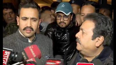 Himachal Pradesh Congress MLA Vikramaditya Singh (left) along with party leader Rajeev Shukla addressing the media in Shimla on Wednesday. (PTI Photo) Himachal Pradesh Congress MLA Vikramaditya Singh (left) along with party leader Rajeev Shukla addressing the media in Shimla on Wednesday. (PTI Photo)