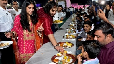 Sharing food is an old tradition in the Ambani family, which has been serving meals on auspicious family occasions for generations.&nbsp; (REUTERS)