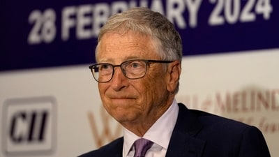 Bill Gates, Co-Chair of the Bill and Melinda Gates Foundation, gestures during the unveiling of the logo and website of Alliance for Global Good – Gender Equity and Equality, in New Delhi on Wednesday. (AP) Bill Gates, Co-Chair of the Bill and Melinda Gates Foundation, gestures during the unveiling of the logo and website of Alliance for Global Good – Gender Equity and Equality, in New Delhi on Wednesday. (AP)