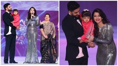 Miss World 1994 Aishwarya Rai, speaks on stage with actor-husband Abhishek Bachchan and daughter Aaradhya Bachchan, during the Miss World 2014 final in London. Aishwarya, who is known around the world for her regular appearances at Cannes Film Festival, gave birth to Aaradhya in 2011. (File Photos: AP) Miss World 1994 Aishwarya Rai, speaks on stage with actor-husband Abhishek Bachchan and daughter Aaradhya Bachchan, during the Miss World 2014 final in London. Aishwarya, who is known around the world for her regular appearances at Cannes Film Festival, gave birth to Aaradhya in 2011. (File Photos: AP)