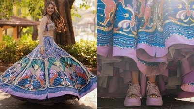 When Rakul Preet Singh broke bridal norms on haldi to pair accessorised sneakers with lehenga | Viral pictures inside (Photo by Instagram/papadontpreachbyshubhika) When Rakul Preet Singh broke bridal norms on haldi to pair accessorised sneakers with lehenga | Viral pictures inside (Photo by Instagram/papadontpreachbyshubhika)
