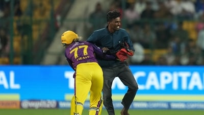 The incident happened just as Anjali Sarvani was getting ready to bowl the last ball of the MI innings (PTI) The incident happened just as Anjali Sarvani was getting ready to bowl the last ball of the MI innings (PTI)