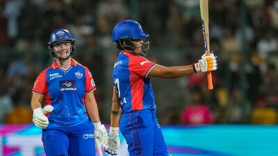 The hosts won the toss and put DC into bat but the latter became the only the second team in WPL 2024 after RCB to win batting first. Despite losing skipper Lanning (11) in the fifth over, Delhi Capitals were off to a good start thanks to Shafali Verma and Alice Capsey whose second-wicket partnership of 82 from 43 balls helped last year’s runners-up put up a formidable total of 194/5 in their 20 overs. Verma hit a second successive half-century after slamming a match-winning 64 not out against UP Warriorz earlier this week. (PTI) The hosts won the toss and put DC into bat but the latter became the only the second team in WPL 2024 after RCB to win batting first. Despite losing skipper Lanning (11) in the fifth over, Delhi Capitals were off to a good start thanks to Shafali Verma and Alice Capsey whose second-wicket partnership of 82 from 43 balls helped last year’s runners-up put up a formidable total of 194/5 in their 20 overs. Verma hit a second successive half-century after slamming a match-winning 64 not out against UP Warriorz earlier this week. (PTI)