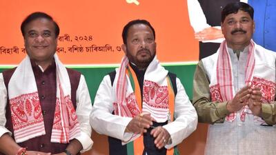 Rana Goswami was welcomed into the Assam BJP at an event in the presence of chief minister Himanta Biswa Sarma and Assam BJP chief Bhabesh Kalita (X/BJP4Assam) Rana Goswami was welcomed into the Assam BJP at an event in the presence of chief minister Himanta Biswa Sarma and Assam BJP chief Bhabesh Kalita (X/BJP4Assam)