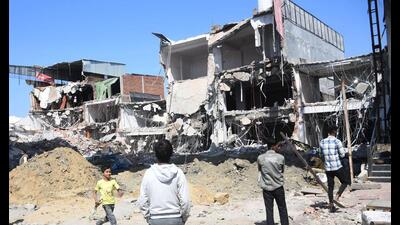 Structures razed in Akbar Nagar recently. (File Photo)