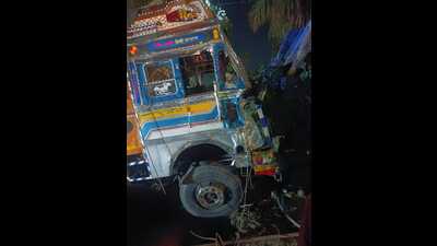 Three men, who were part of a wedding procession (baraat), died after an over-speeding truck reportedly hit them while they were standing outside a banquet hall in Yamunanagar’s Chhachhrauli sub-division on Wednesday night. (HT Photo)