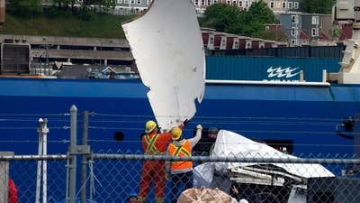 Debris from the Titan submersible, recovered from the ocean floor near the wreck of the Titanic, is unloaded from the ship Horizon Arctic at the Canadian Coast Guard pier in St. John's, Newfoundland (Paul Daly/The Canadian Press via AP, File) (AP) Debris from the Titan submersible, recovered from the ocean floor near the wreck of the Titanic, is unloaded from the ship Horizon Arctic at the Canadian Coast Guard pier in St. John's, Newfoundland (Paul Daly/The Canadian Press via AP, File) (AP)