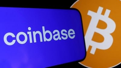 In this photo illustration, the Coinbase and Bitcoin logos are displayed on a phone screen on February 15, 2024 in San Anselmo, California (Photo by JUSTIN SULLIVAN / GETTY IMAGES NORTH AMERICA / Getty Images via AFP) (Getty Images via AFP) In this photo illustration, the Coinbase and Bitcoin logos are displayed on a phone screen on February 15, 2024 in San Anselmo, California (Photo by JUSTIN SULLIVAN / GETTY IMAGES NORTH AMERICA / Getty Images via AFP) (Getty Images via AFP)