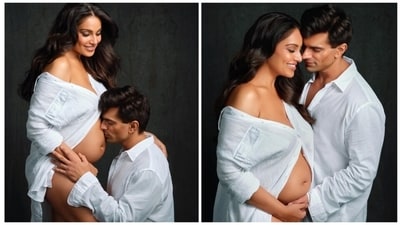 Bipasha Basu announced her pregnancy in August 2022. Along with pictures of her maternity photoshoot with actor-husband Karan Singh Grover, Bipasha wrote on Instagram, "Too much love for only two, seemed a little unfair for us to see…so soon, we who once were two will now become three. A creation manifested by our love, our baby will join us soon and add to our glee..." Bipasha Basu announced her pregnancy in August 2022. Along with pictures of her maternity photoshoot with actor-husband Karan Singh Grover, Bipasha wrote on Instagram, "Too much love for only two, seemed a little unfair for us to see…so soon, we who once were two will now become three. A creation manifested by our love, our baby will join us soon and add to our glee..."