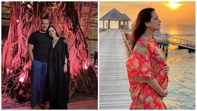 Dia Mirza showed off her baby bump as she announced her pregnancy in April 2021 with a picture of herself on a beach. Along with picture, the actor, who married businessman Vaibhav Rekhi in February 2021, wrote in her Instagram caption, "Blessed to be... One with Mother Earth... One with the Life Force that is the beginning of everything... Of all stories. Lullabies. Songs. Of new saplings. And the blossoming of hope. Blessed to cradle this purest of all dreams in my womb." Dia Mirza showed off her baby bump as she announced her pregnancy in April 2021 with a picture of herself on a beach. Along with picture, the actor, who married businessman Vaibhav Rekhi in February 2021, wrote in her Instagram caption, "Blessed to be... One with Mother Earth... One with the Life Force that is the beginning of everything... Of all stories. Lullabies. Songs. Of new saplings. And the blossoming of hope. Blessed to cradle this purest of all dreams in my womb."