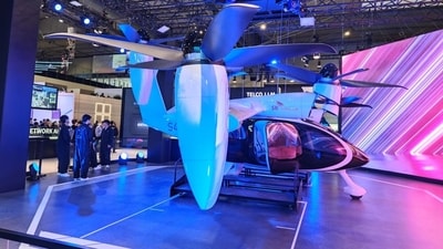 A flying car at the Moble World Congress (By Special Arrangement) A flying car at the Moble World Congress (By Special Arrangement)