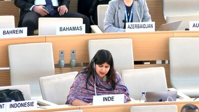 First Secretary Anupama Singh exercising India's 'Right to Reply' at 55th UN Human Rights Council.