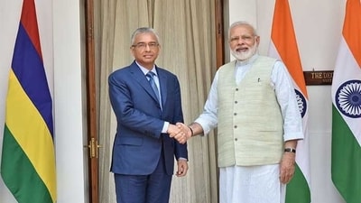 Prime Minister Narendra Modi and Mauritius counterpart Pravind Jugnauth. Prime Minister Narendra Modi and Mauritius counterpart Pravind Jugnauth.