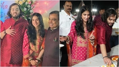 Anant Ambani and Radhika Merchant participate in Anna Seva. (Instagram) Anant Ambani and Radhika Merchant participate in Anna Seva. (Instagram)