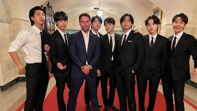 Scooter Braun and BTS at the White House in 2022. (Instagram / scooterbraun)