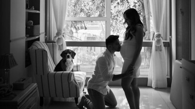 In February 2024, actor Varun Dhawan announced on Instagram that his wife, fashion designer Natasha Dalal, is pregnant with their first child. Varun shared an adorable monochrome picture with Natasha posing with their pet dog inside their Mumbai house. Varun planted a kiss on Natasha’s baby bump in the picture. His caption read, “We are pregnant Need all your blessings and love..." In February 2024, actor Varun Dhawan announced on Instagram that his wife, fashion designer Natasha Dalal, is pregnant with their first child. Varun shared an adorable monochrome picture with Natasha posing with their pet dog inside their Mumbai house. Varun planted a kiss on Natasha’s baby bump in the picture. His caption read, “We are pregnant Need all your blessings and love..."