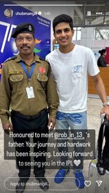 Shubman Gill meets Robin Minz's father. Shubman Gill meets Robin Minz's father.