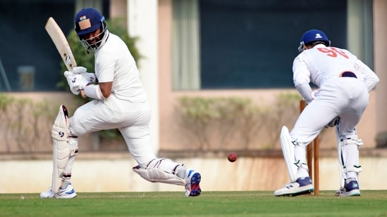 Saurashtra's Cheteshwar Pujara plays a shot (ANI)