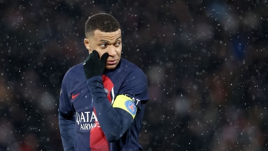 Kylian Mbappe looks on during a match. (AFP)