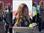 Rihanna arrives in Jamnagar sporting trendy bodysuit and cargo pants look. Pics