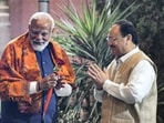 Prime Minister Narendra Modi being received by BJP National President JP Nadda upon his arrival for the BJP's Central Election Committee (CEC) meeting to finalise the first list of candidates for the upcoming Lok Sabha polls. Prime Minister Narendra Modi being received by BJP National President JP Nadda upon his arrival for the BJP's Central Election Committee (CEC) meeting to finalise the first list of candidates for the upcoming Lok Sabha polls.