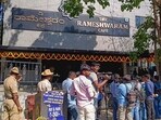 Bengaluru: Security officials and others at the Rameshwaram Cafe after a fire caused by a suspected cylinder explosion, in Bengaluru, Friday, March 1, 2024. At least five persons sustained injuries in the incident. (PTI Photo) (PTI03_01_2024_000136A) Bengaluru: Security officials and others at the Rameshwaram Cafe after a fire caused by a suspected cylinder explosion, in Bengaluru, Friday, March 1, 2024. At least five persons sustained injuries in the incident. (PTI Photo) (PTI03_01_2024_000136A)