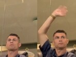 Cristiano Ronaldo reacts to the support shown by Al Nassr fans. Cristiano Ronaldo reacts to the support shown by Al Nassr fans.