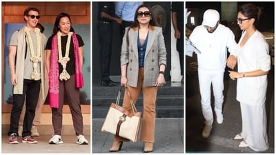 Deepika Padukone, Ranveer Singh and others arrive in Jamnagar: Who wore what (HT Photo/VarinderChawla) Deepika Padukone, Ranveer Singh and others arrive in Jamnagar: Who wore what (HT Photo/VarinderChawla)
