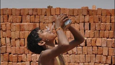A brick kiln labourer quenches his thirst on a hot summer day in NCR. (Burhaan Kinu/ HT File Photo) A brick kiln labourer quenches his thirst on a hot summer day in NCR. (Burhaan Kinu/ HT File Photo)
