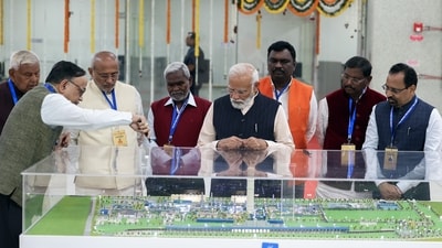 PM Modi inspects Sindri Fertiliser Plant ahead of its inauguration, in Sindri on Friday. Jharkhand Governor CP Radhakrishnan and state CM Champai Soren were also present. (ANI) PM Modi inspects Sindri Fertiliser Plant ahead of its inauguration, in Sindri on Friday. Jharkhand Governor CP Radhakrishnan and state CM Champai Soren were also present. (ANI)
