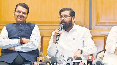 Chief minister Eknath Shinde (R) and his deputy Devendra Fadnavis on Friday declined Nationalist Congress Party (SCP) chief Sharad Pawar’s lunch invite at the latter’s Baramati residence. (HT FILE) Chief minister Eknath Shinde (R) and his deputy Devendra Fadnavis on Friday declined Nationalist Congress Party (SCP) chief Sharad Pawar’s lunch invite at the latter’s Baramati residence. (HT FILE)