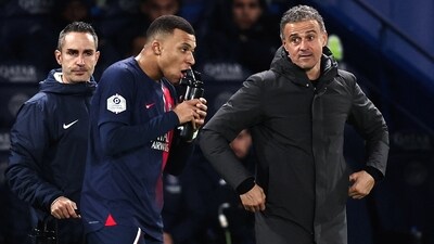 PSG star Kylian Mbappe with Luis Enrique. (AFP) PSG star Kylian Mbappe with Luis Enrique. (AFP)
