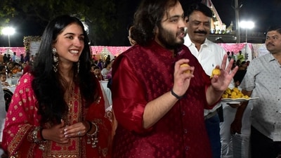 On Wednesday, the Ambani family organised 'anna seva' to seek the blessings of the local community for the pre-wedding celebrations of Anant Ambani and Radhika Merchant.&nbsp; (REUTERS)