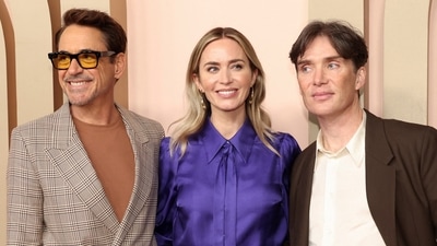 Cillian Murphy, nominated for Best Actor in a Leading Role, for Oppenheimer, Robert Downey Jr., nominated for Best Actor in a Supporting Role, for Oppenheimer, and Emily Blunt, nominated for Best Actress in a Supporting Role, for Oppenheimer which is also nominated for Best Adapted Screenplay and Best Picture,  attend the Nominees Luncheon for the 96th Oscars. (REUTERS)