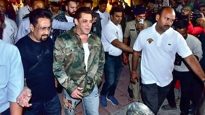 Salman Khan arrives at the airport in Jamnagar to attend Anant Ambani and Radhika Merchant's pre-wedding events. (PTI)