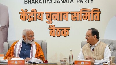 Prime Minister Narendra Modi with BJP National President JP Nadda and others at the BJP's Central Election Committee (CEC) meeting (PTI) Prime Minister Narendra Modi with BJP National President JP Nadda and others at the BJP's Central Election Committee (CEC) meeting (PTI)