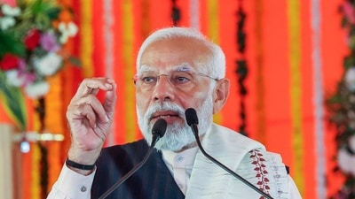 Prime Minister Narendra Modi addresses at the foundation stone laying and inauguration of multiple developmental projects, in Sindri, Dhanbad district, (PTI) Prime Minister Narendra Modi addresses at the foundation stone laying and inauguration of multiple developmental projects, in Sindri, Dhanbad district, (PTI)