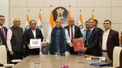 The defence ministry on Friday signed five major capital acquisition contracts in New Delhi (Twitter/@DefenceMinIndia) The defence ministry on Friday signed five major capital acquisition contracts in New Delhi (Twitter/@DefenceMinIndia)