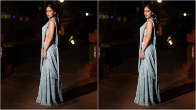 On Thursday, Bhumi gave her fans a sweet surprise as the actress took to Instagram and uploaded a series of stunning pictures accompanied by the caption 'Shaadi' followed by a white heart emoticon. In the post, the actress can be seen looking like a glam doll in a shimmering saree and striking elegant poses. (Instagram/@bhumipednekar) On Thursday, Bhumi gave her fans a sweet surprise as the actress took to Instagram and uploaded a series of stunning pictures accompanied by the caption 'Shaadi' followed by a white heart emoticon. In the post, the actress can be seen looking like a glam doll in a shimmering saree and striking elegant poses. (Instagram/@bhumipednekar)