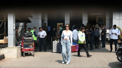 Actor Disha Patani, who is gearing up for the release of her film Yodha, took a break from all the promotions, and was spotted at Mumbai's private airport on Friday as she left for Anant Ambani and Radhika Merchant's pre-wedding festivities in Jamnagar. 