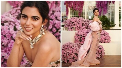 Isha Ambani debuted what we will call undoubtedly her best look yet, She wore a Miss Sohee outfit, styled by Anaita Shroff Adajania. Fans praised Anaita for the good job she did with the styling on this nude, sheer outfit with pink flower motifs. Isha Ambani debuted what we will call undoubtedly her best look yet, She wore a Miss Sohee outfit, styled by Anaita Shroff Adajania. Fans praised Anaita for the good job she did with the styling on this nude, sheer outfit with pink flower motifs. 
