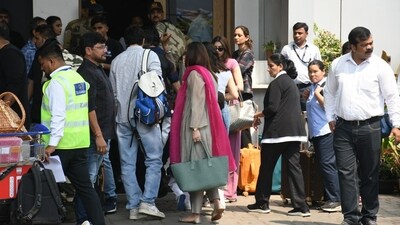 Kareena Kapoor was dressed in a grey suit and pink dupatta for the travels. Sons Jeh and Taimur along with their nannies also accompanied the family as they left for Jamnagar from Mumbai's private airport on Friday. Anant Ambani and Radhika Merchant's three-day pre-wedding festivities will see many other high-profile celebs in attendance.&nbsp; 