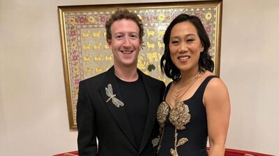Meta CEO Mark Zuckerberg and wife Priscilla Chan wore matching Alexander McQueen outfits in black. Mark's blazer carried the dragonfly motif on the lapel and Priscilla looked gorgeous in her black and golden dress. Meta CEO Mark Zuckerberg and wife Priscilla Chan wore matching Alexander McQueen outfits in black. Mark's blazer carried the dragonfly motif on the lapel and Priscilla looked gorgeous in her black and golden dress.