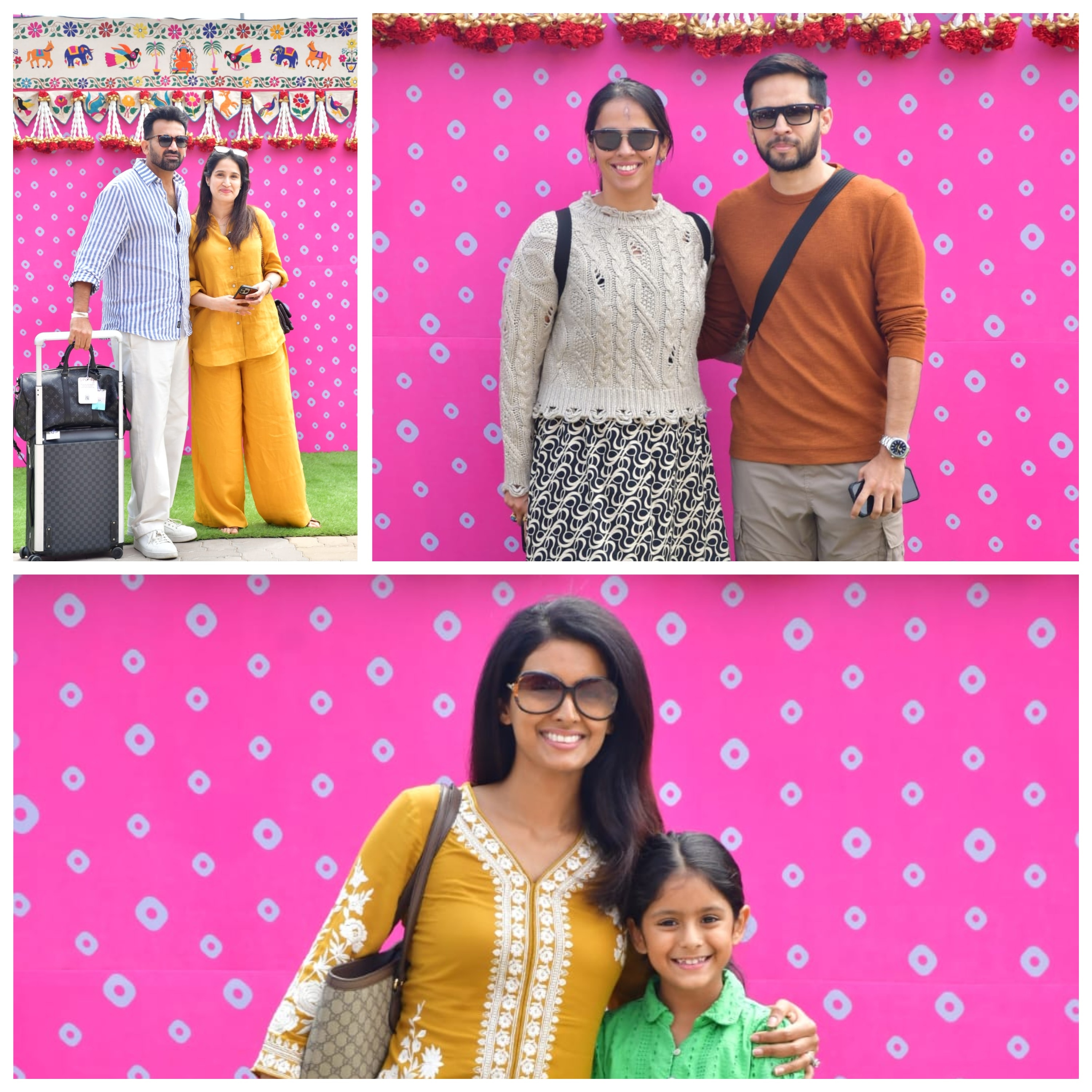 Saina Nehwal with husband Parupalli Kashyap, Geeta Basra with daughter and Zaheer Khan with Sagarika Ghatge.