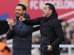 Barcelona's Spanish coach Xavi gestures on the sidelines Barcelona's Spanish coach Xavi gestures on the sidelines