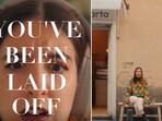 The image shows a scene from the video a woman made after being laid off from her previous job. The image shows a scene from the video a woman made after being laid off from her previous job.