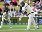 Australia's Nathan Lyon bats against New Zealand. Australia's Nathan Lyon bats against New Zealand.